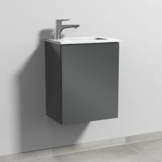 Sanipa 3way Waschtischunterbau zu Duravit ME by Starck Waschtisch mit 1 Tür, Anthrazit-Glanz SF72179