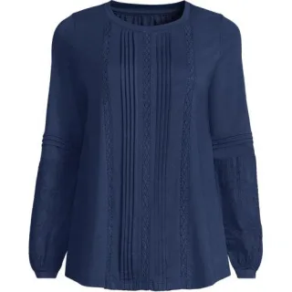 Biesenshirt aus Baumwoll/Modalmix für Damen, Damen, size: regular, Blau, Baumwoll-Mischung/Viskose-Mischung, by Lands' End