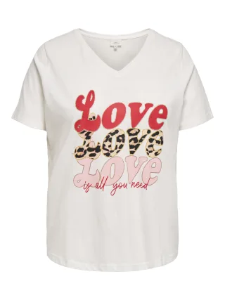 ONLY CARMAKOMA - CARMAEBELL S/S V-NECK REG TEE JRS Cloud Dancer - Gr. - 48