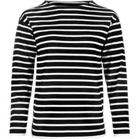 modAS Langarmshirt Damen Bretonisches Shirt 2500D U-Boot-Ausschnitt - Ringelshirt Langarm Streifenshirt Baumwolle, Seitenschlitze, Leicht überschnittene Ärmel