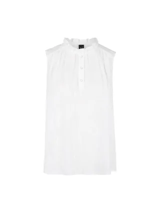 Marc Cain Collections - Top mit Rüschen & Blumenstickerei white - Gr. - 34