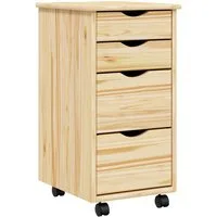 vidaXL Rollcontainer Rollwagen mit Schreibtisch MOSS Klarlack 34 x 39 x 65,5 cm, (1 St)