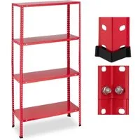 relaxdays Schwerlastregal Rotes Schwerlastregal mit 4 Ebenen
