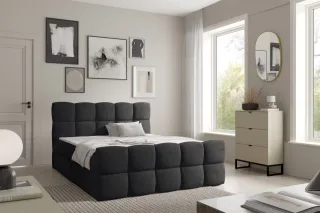 Boxspringbett Schlafzimmerbett SATINE 160x220cm Stoff Coral Schwarz