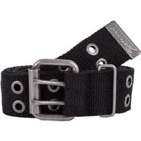 2Stoned Nietengürtel Stoffgürtel Unisex mit Dornschließe, 4 cm breit, 95 cm - 125 cm lang doppelreihige Lochnieten mit Logoprägung