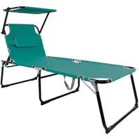Mojawo Doppelliege XXL Aluminium Gartenliege Sonnenliege Aqua Dach und Kissen L200xB70cm