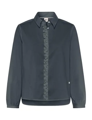 BRAX - Hemdbluse mit Rüschen grau - Gr. - 38