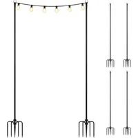 relaxdays Gartenstecker Lichterkettenstangen Set outdoor 3 m (6-St) 6er Pack