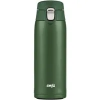 Emsa Thermobecher Travel Mug, Edelstahl, Kunststoff, 0,4L, leicht, Edelstahl, Klappverschluss, 100% dicht, 8h heiß/16h kalt