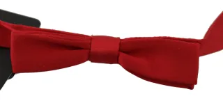 Dolce & Gabbana Rote 100 % Seide Schlanke Verstellbare Hals Papillon Schleife Herren Krawatte
