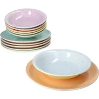 MamboCat Tafelservice Pastello Tellerset 12-tlg Ø 27 cm & Ø 21,3 cm Steingut Pastellfarben, Steingut