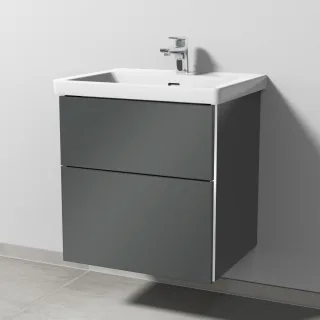 Sanipa 3way Waschtischunterbau zu Villeroy & Boch Subway 3.0 Waschtisch mit 2 Auszügen, Anthrazit-Gl BS84679