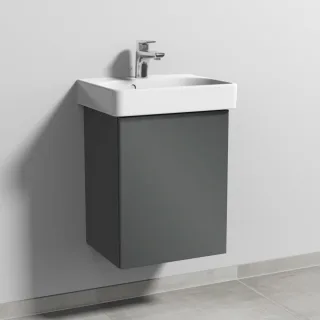 Sanipa 3way Waschtischunterbau zu Geberit Smyle Square Waschtisch mit 1 Tür, Anthrazit-Glanz SF66979