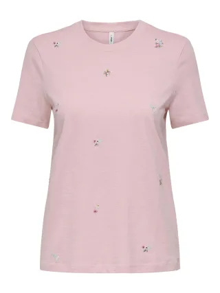 ONLY - ONLKETTY SLUB S/S O-NECK TOP JRS Romance Rose - Gr. - M