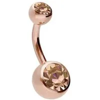 PIERCINGLINE Bauchnabelpiercing Chirurgenstahl Bananabell ZWEI KRISTALLE (Bananabells, 1-tlg)