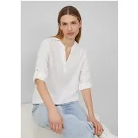 s.Oliver Kurzarmbluse Bluse Leinenmix-Bluse mit Turn-up