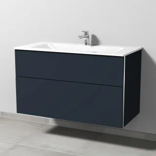 Sanipa 3way Glas-Set Glas-Waschtisch und Unterbau mit 2 Auszügen, Marine-Matt BP2041R