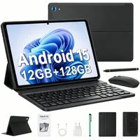 oyajia 11" Android 15 (12+128)GB 5G WiFi mit Tastatur/Hülle/Maus/Stift Tablet Tablet (11", 128 GB, Quad Core, 16MP+8MP, Octa-Core Tablets PC 2.4G/5G WLAN /WIFI5/GPS/Face ID/OTG)