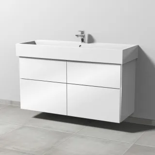 Sanipa 3way Waschtischunterbau zu Duravit Vero Air Waschtisch mit 4 Auszügen, Weiß-Glanz BS43678