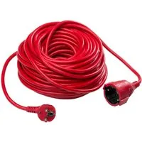 as - Schwabe Verlängeungsleitung Innen Schuko IP20 Rot Verlängerungskabel, Typ F (Schuko), Typ F (Schuko) (5000 cm), mit integriertem Kinderschutz
