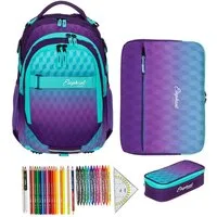 ELEPHANT Schulrucksack Hero Signature Schultasche Digital Ready Set (4 Teile Schulrucksackset, inkl. Mäppchen Box + Laptop Hülle Sleeve + 31 Teile Stifte), Rucksack Schulmappe Jungen Mädchen +rmlv