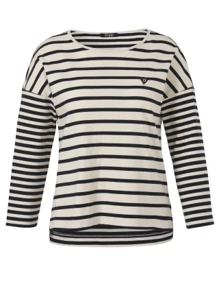 Frapp - Sweatshirt Rundhals 1/1 Arm Ringel navy/butter - Gr. - 44