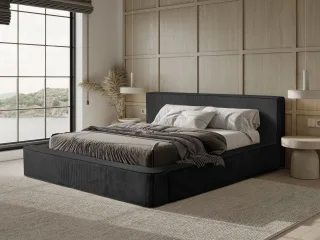 Polsterbett Doppelbett MODESTO 180x200cm in Stoff Lincoln Schwarz