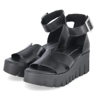 Tamaris Keilsandaletten - Gr. 37 - Schwarz - Glattleder