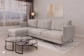 Ecksofa Designersofa HELMER MAX Stoff Vibe Grau Ottomane Links