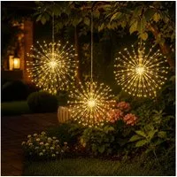 pedete LED Solarleuchte LED Solar Gartendeko 540 LED Feuerwerk Solarleuchten–Formbar, 26cm Feuerwerk hängend, gartendeko, solarlampen für außen, Bunt, Warmweiß, Leuchtmittel, Wetterfest Pusteblume Solarlampen Garten 8 Modi