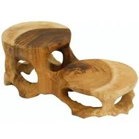 Oriental Galerie Blumenhocker Teakholz Tischchen Doppelstufe (1 St)