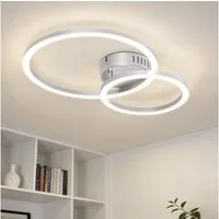 Nettlife LED Deckenleuchte Wohnzimmer 2 Ringe Schwarz/Weiß/Silber Modern 23W Deckenlampe 40.5CM, Nicht dimmbar, LED fest integriert, Warmweiß, für Wohnzimmer Schlafzimmer Flur Büro Balkon Küche