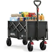 SUNULA Bollerwagen Bollerwagen Faltbar Gartenwagen Klein Faltbarer Klappbarer Handwagen, Halbiertem Eigengewicht, 80L 100KG Bollerwagen Geländegängig