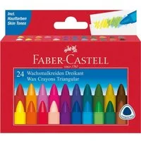 Faber-Castell Wachsmalstift FABER-CASTELL Triangular Wachsmalstifte, (Packung, 24-tlg., FABER-CASTELL Triangular Wachsmalstifte), wasserdicht
