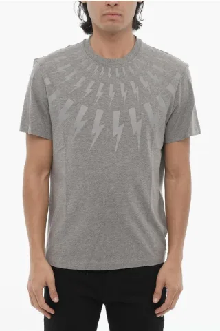 Slim Fit FAIRISLE THUNDERBOLT T-Shirt in Grau