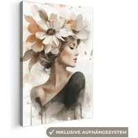 OneMillionCanvasses® Leinwandbild Blüte - Porträt - Gesicht, Fotodruck (1 St), Leinwand Bilder Klein, Wand Dekoration Aesthetic 30x20 cm