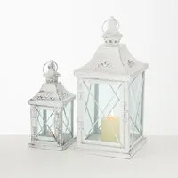 BOLTZE Windlicht Windlicht Laterne 2er Set Indoor Metall weiß ca. 40 hoch