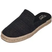 TOMS SANTIAGO MULE Espadrille Black Metallic Linen Stripe