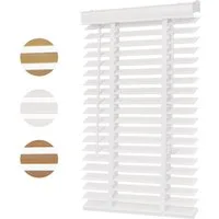 Sekey Jalousie Holzjalousie 50 mm Lamellen Fensterjalousie Blickschutz Jalousie, Klemmträger mit Feststellschraube