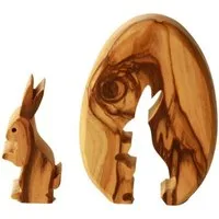 Kassis Geschenkartikel Osterfigur Olivenholz Osterhase im Ei Osterdeko aus Holz Ostern Hase 7,5 cm, Hergestellt in Bethlehem, ideales Geschenk und Dekoration zu Ostern