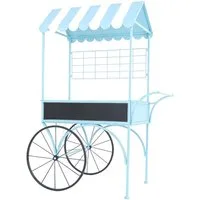 HTI-Living Gartenfigur Dekorativer Blumenwagen aus Metall blau Vintage Buffetwagen für Garten, (1 Marktwagen ohne Dekoration), Marktwagen auf Rädern