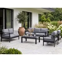 MeXo Gartenlounge-Set Gartenmöbel Set Aluminium wetterfest 6-7 Personen, (12cm Deluxe Relax-Sitzkissen, 5-tlg., Belastbarkeit pro Sitzplatz 140kg), outdoor Gartensofa mit Tisch, 8 cm breite Armlehne