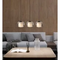 OTTO home Pendelleuchte Tanissa mit Doppelschirm, ohne Leuchtmittel, Pendellampe, Rauchglas, innen Stoffschirm, E27, Glasschirm, Glaskugel