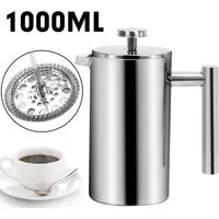 OSTWOLKE French Press Kanne, 1l Kaffeekanne, Doppelwandig Kaffeepresse