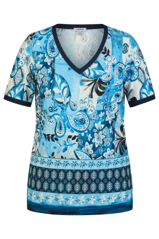 kjbrand - SHIRT mittelblau mit druck - Gr. - 46