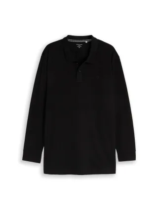 Tom Tailor - Plus Size - Langarm Piqué Poloshirt black - Gr. - 4XL