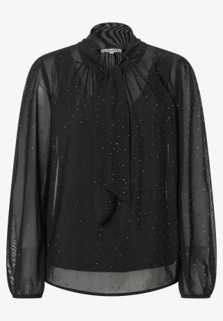 MORE & MORE - Meshshirt mit Glitzersteinchen schwarz - Gr. - 36