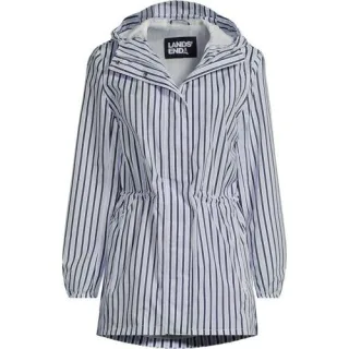 Wasserdichte Gemusterte Regenjacke SQUALL mit Packfach, Damen,  Weiß, Polyester, by Lands' End