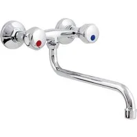 Hydroland Spültischarmatur Standard Zweigriffmischer für Spül-/Waschtisch geeignet, Auslauf 250 mm, chrom