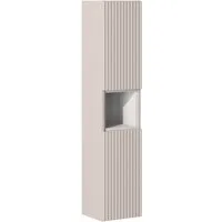 Lomadox Hochschrank NEWPORT-56-CASHMERE Kaschmir Rillen 30 cm breit Fach in Weiß grifflos Softclose Türen